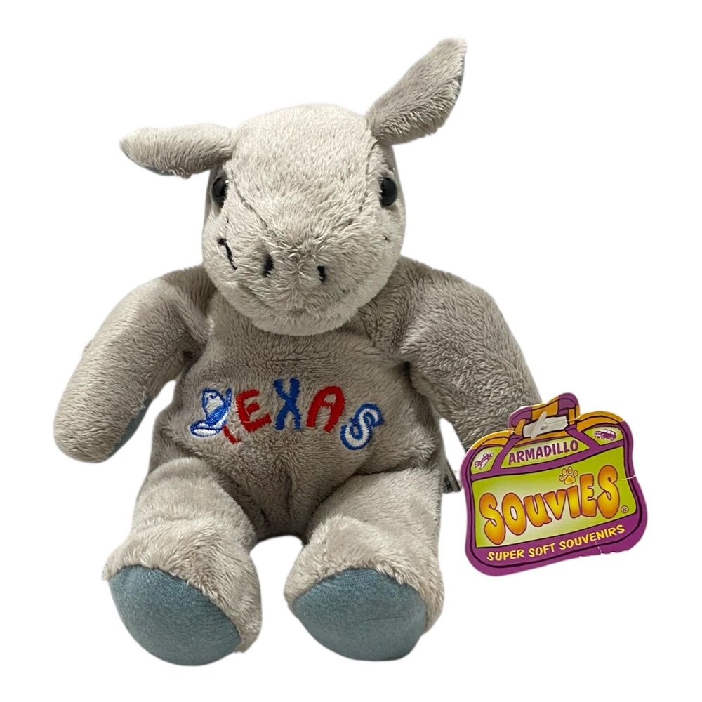Souvies Texas Armadillo Plush Stuffed Souvenir Toy Bean Bag 8” with Tags